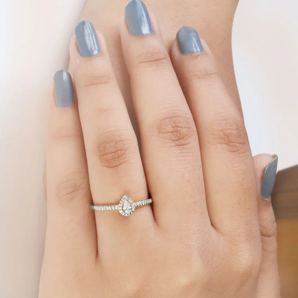 1/5ct TDW Pear Shape Diamond Halo Ring in 10k Gold by De Couer sold by Zulily product image thumbnail 3