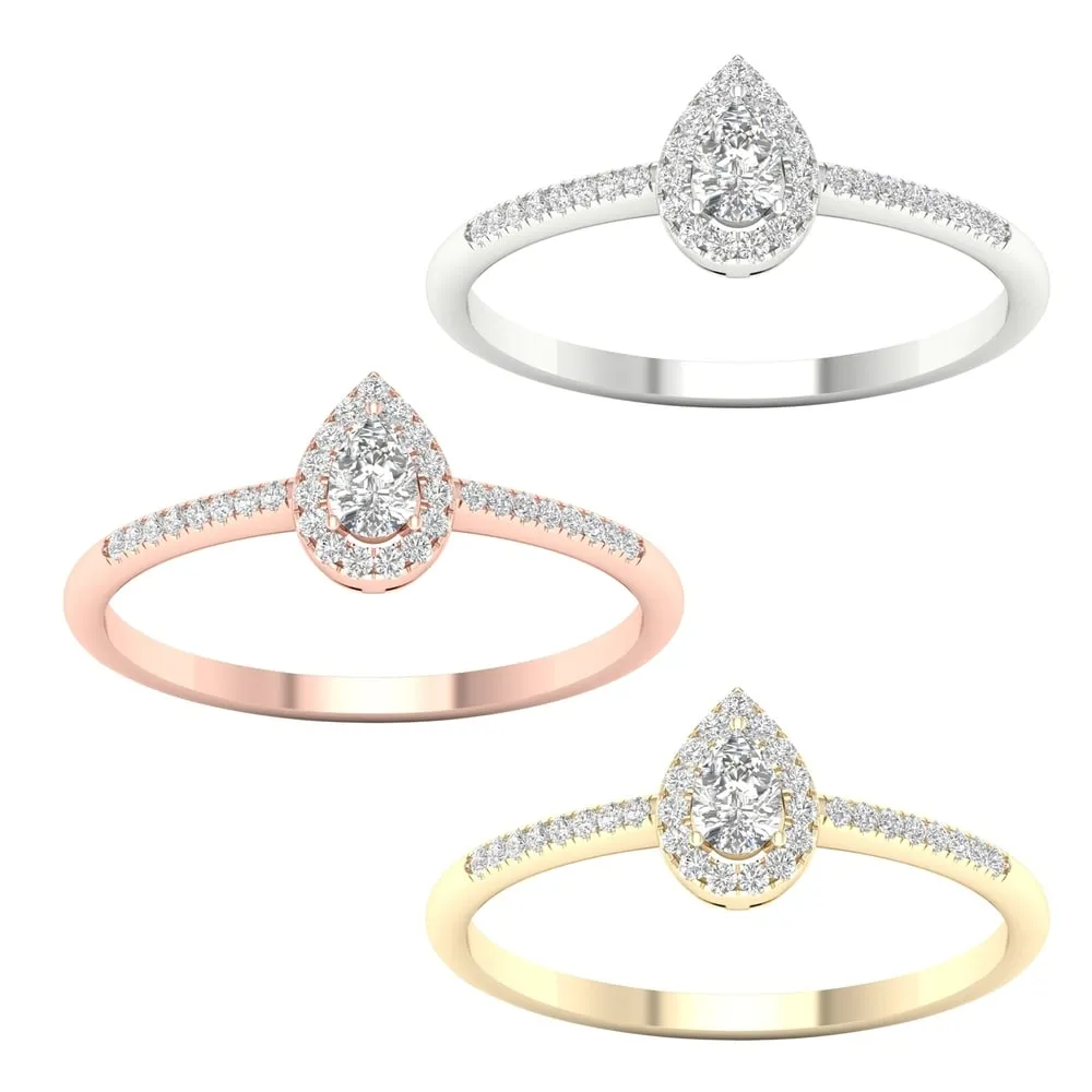 1/5ct TDW Pear Shape Diamond Halo Ring in 10k Gold by De Couer sold by Zulily product image thumbnail 4