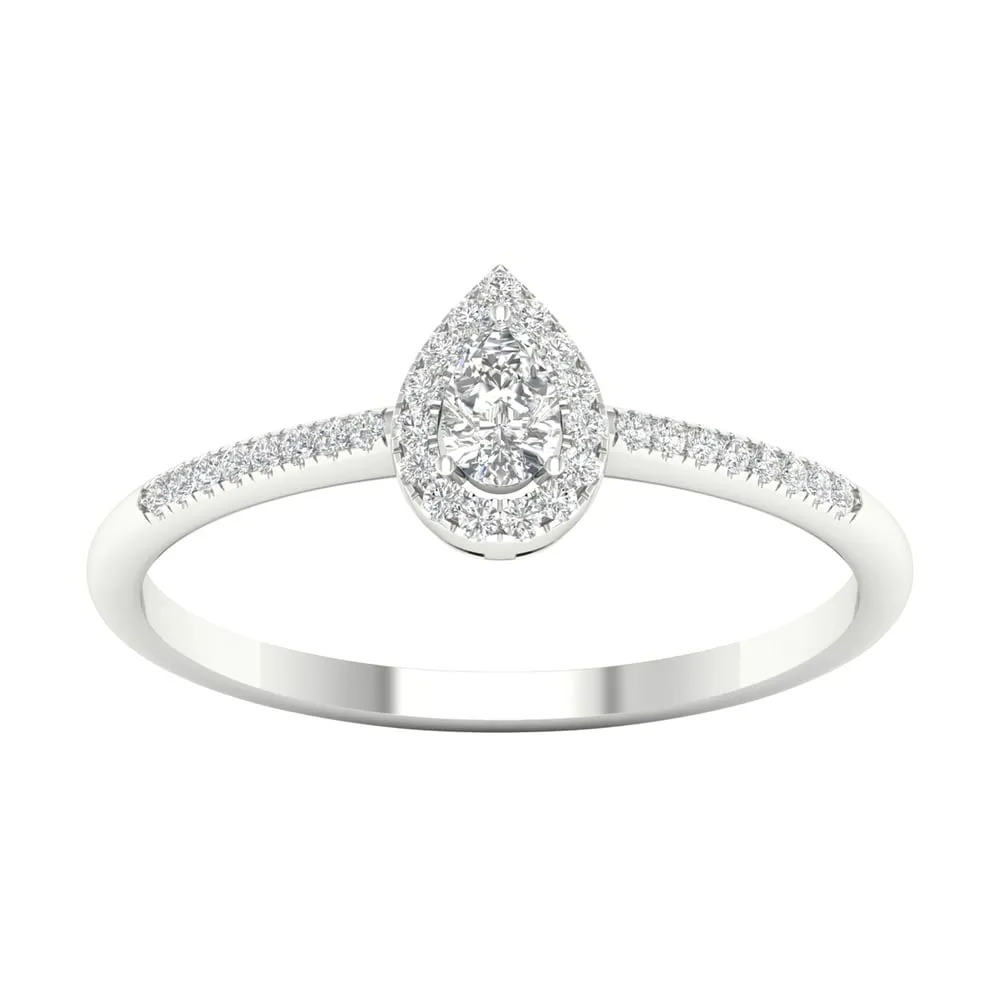1/5ct TDW Pear Shape Diamond Halo Ring in 10k Gold by De Couer sold by Zulily product image thumbnail 5