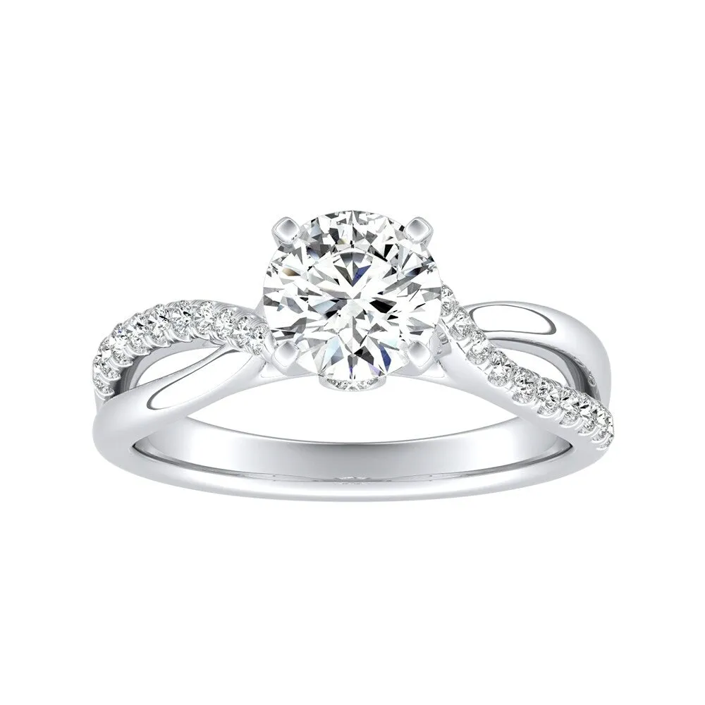 Auriya Round 3/4ct Moissanite and 1/5ctw Diamond Engagement Ring 14K Gold sold by Zulily
