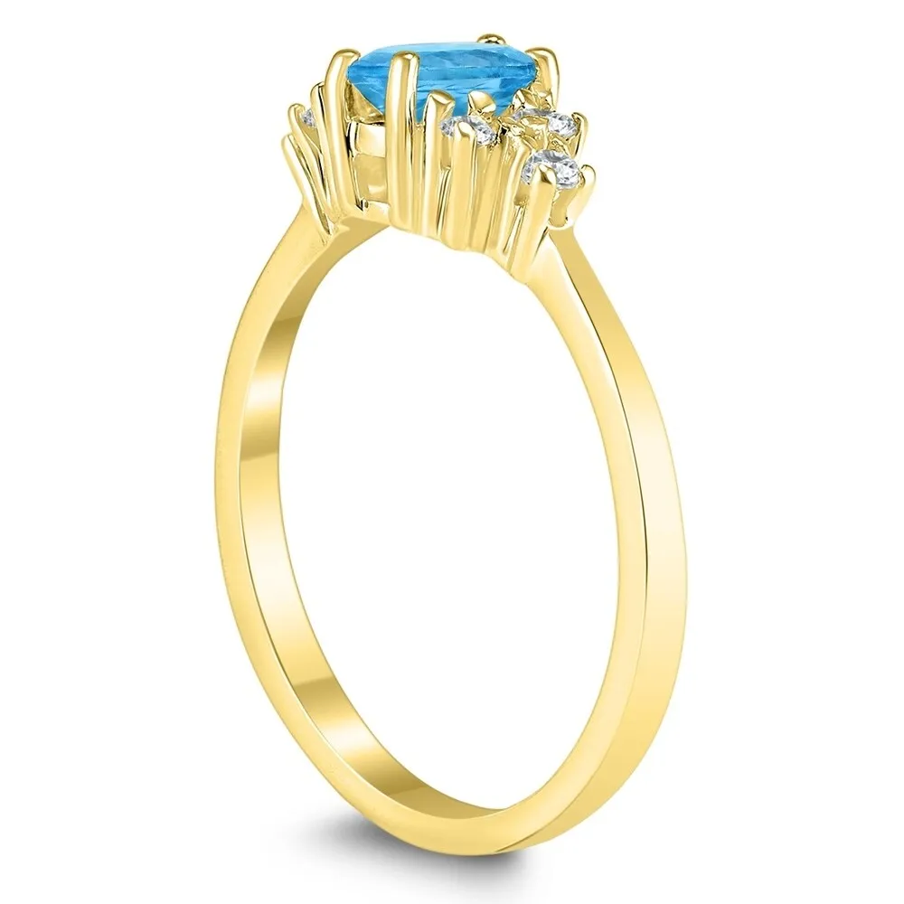 6X4MM Blue Topaz and Diamond Regal Ring in 10K Yellow Gold sold by Zulily product image thumbnail 2