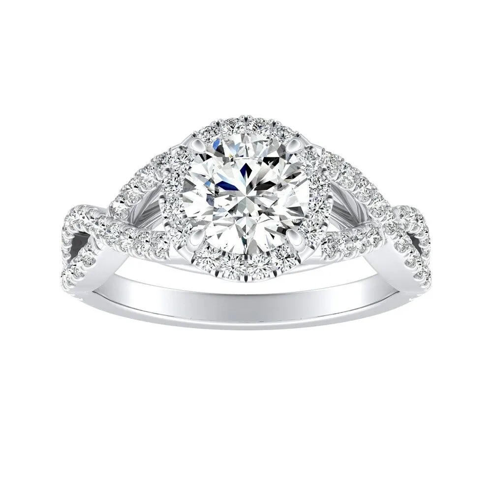 Auriya Infinity Round1ct Moissanite and 1/2ctw Diamond Halo Engagement Ring 14K Gold sold by Zulily