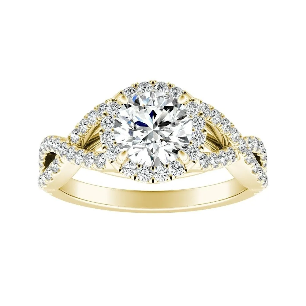 Auriya Infinity Round1ct Moissanite and 1/2ctw Diamond Halo Engagement Ring 14K Gold sold by Zulily product image thumbnail 2