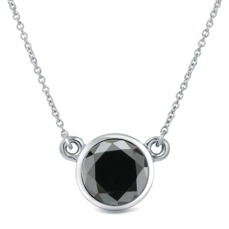 Auriya 14k Gold 1 1/2ctw Bezel-set Solitaire Black Diamond Necklace sold by Zulily