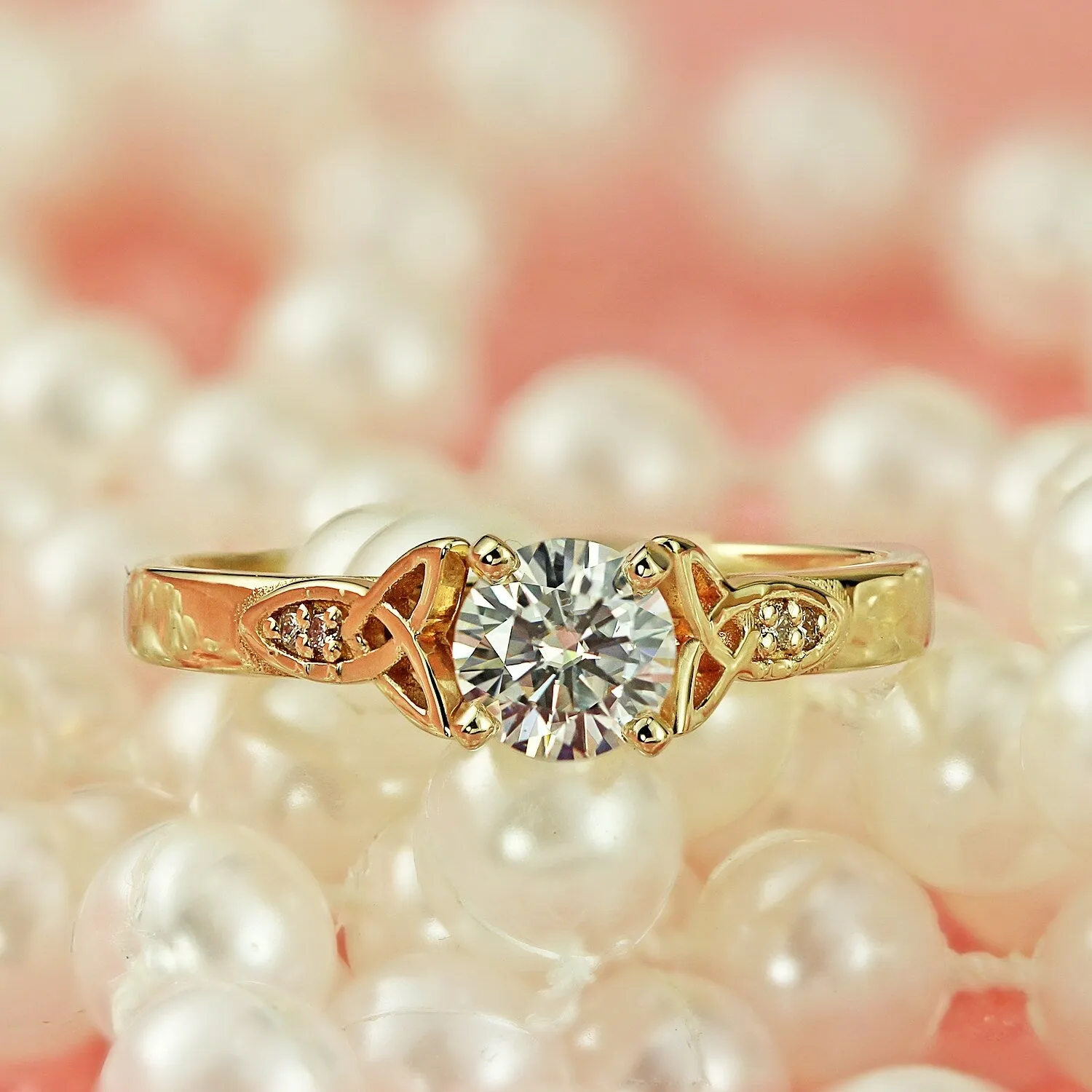 Auriya 14k Gold Modern 1/2ct Round Moissanite Engagement Ring sold by Zulily