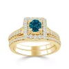 Auriya Round 1ctw Blue Halo Diamond Engagement Ring Set 14k Gold sold by Zulily