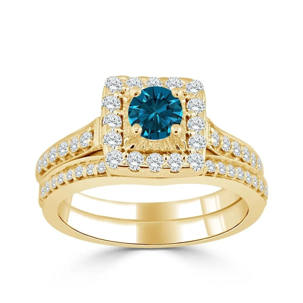 Auriya Round 1ctw Blue Halo Diamond Engagement Ring Set 14k Gold sold by Zulily product image thumbnail 2