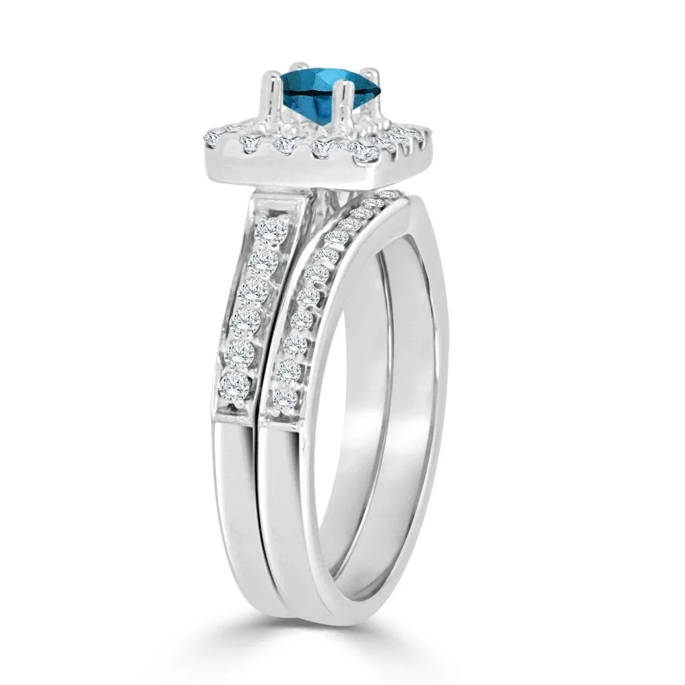 Auriya Round 1ctw Blue Halo Diamond Engagement Ring Set 14k Gold sold by Zulily product image thumbnail 4
