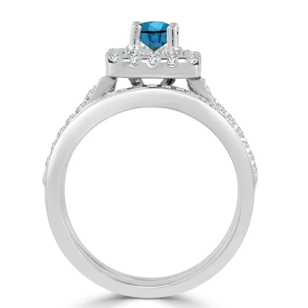Auriya Round 1ctw Blue Halo Diamond Engagement Ring Set 14k Gold sold by Zulily product image thumbnail 5