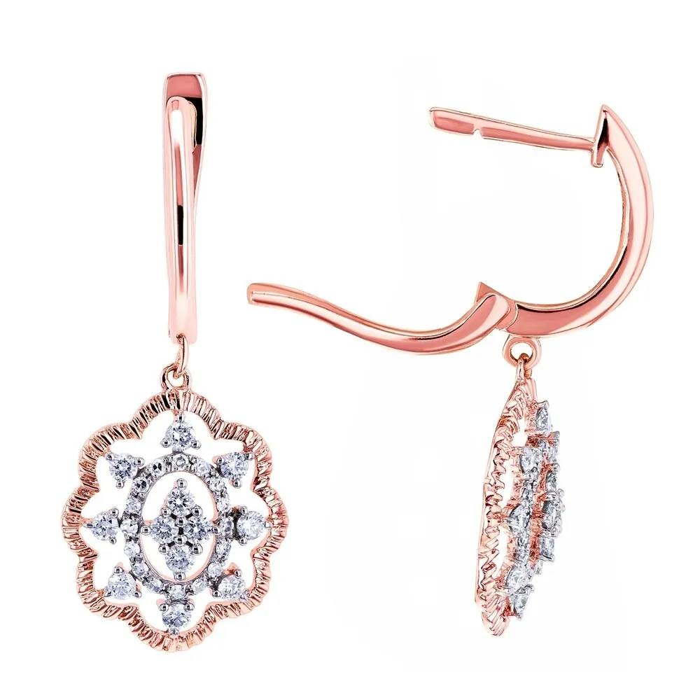 Annello by Kobelli 10k Gold 2/5ct TDW Diamond Floral Latch Back Drop Earrings sold by Zulily product image thumbnail 4