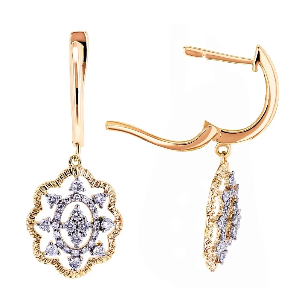 Annello by Kobelli 10k Gold 2/5ct TDW Diamond Floral Latch Back Drop Earrings sold by Zulily product image thumbnail 5