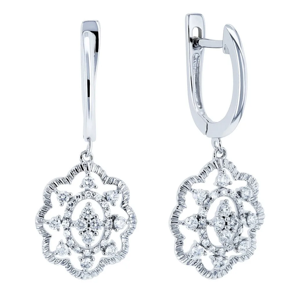 Annello by Kobelli 10k Gold 2/5ct TDW Diamond Floral Latch Back Drop Earrings sold by Zulily product image thumbnail 3