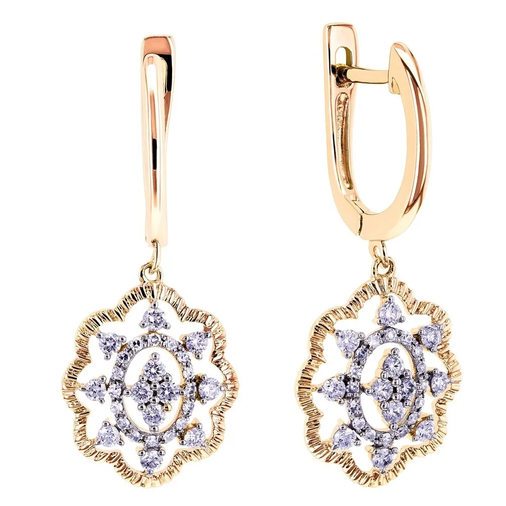 Annello by Kobelli 10k Gold 2/5ct TDW Diamond Floral Latch Back Drop Earrings sold by Zulily product image thumbnail 2