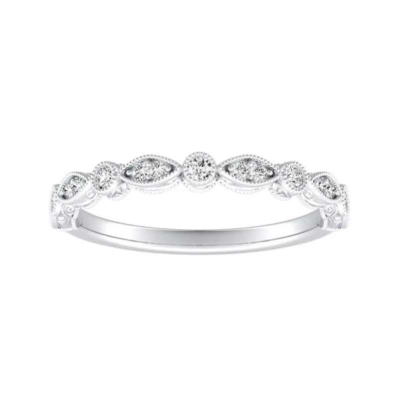 Auriya 1/8ctw Vintage Diamond Wedding Band 18k Gold Stackable sold by Zulily