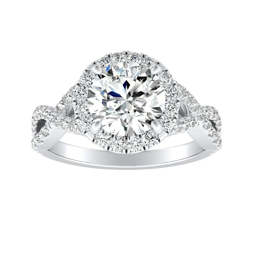Auriya 14k Gold Infinity Round3ct Moissanite and 1/2ctw Diamond Halo Engagement Ring sold by Zulily product image thumbnail 4