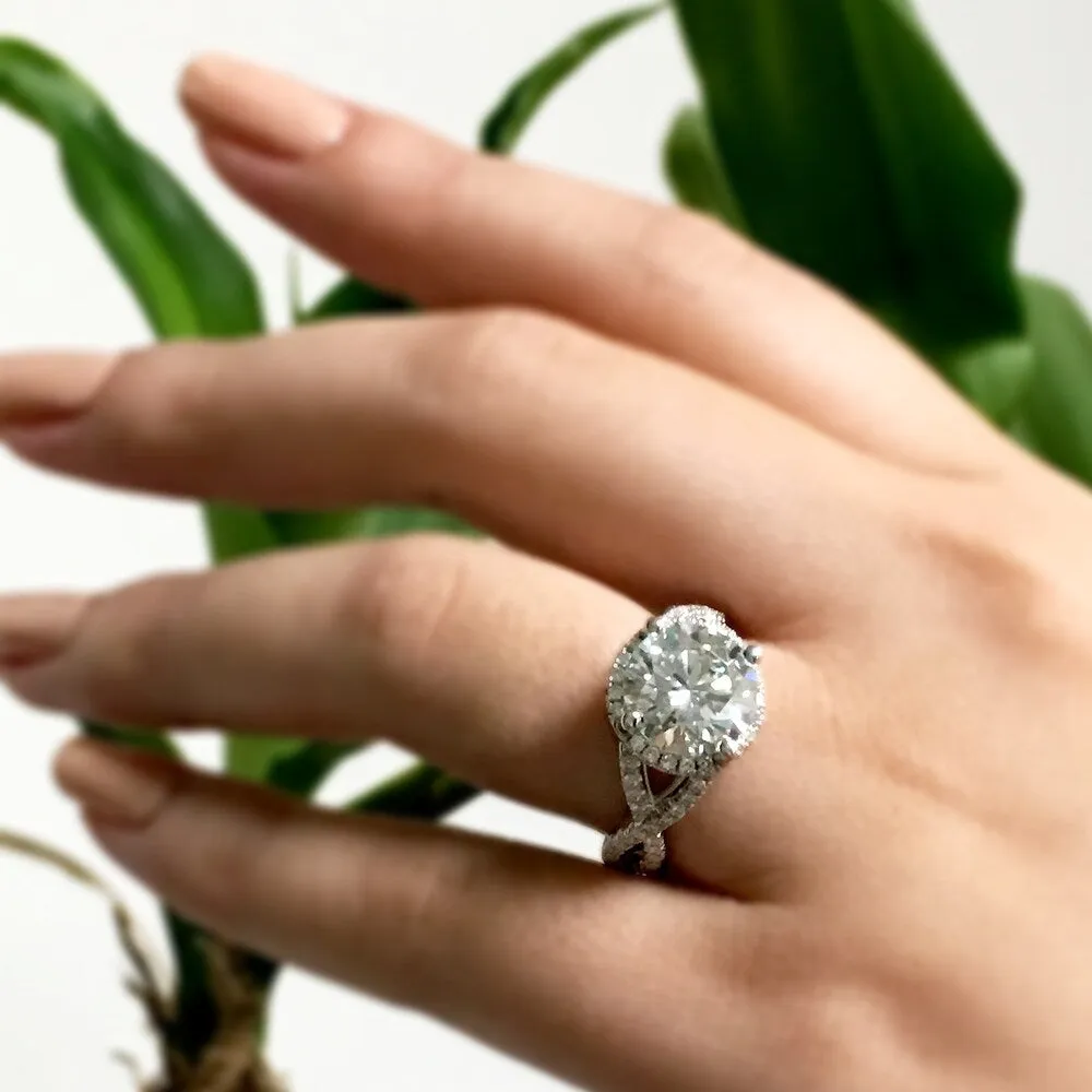 Auriya 14k Gold Infinity Round3ct Moissanite and 1/2ctw Diamond Halo Engagement Ring sold by Zulily product image thumbnail 2