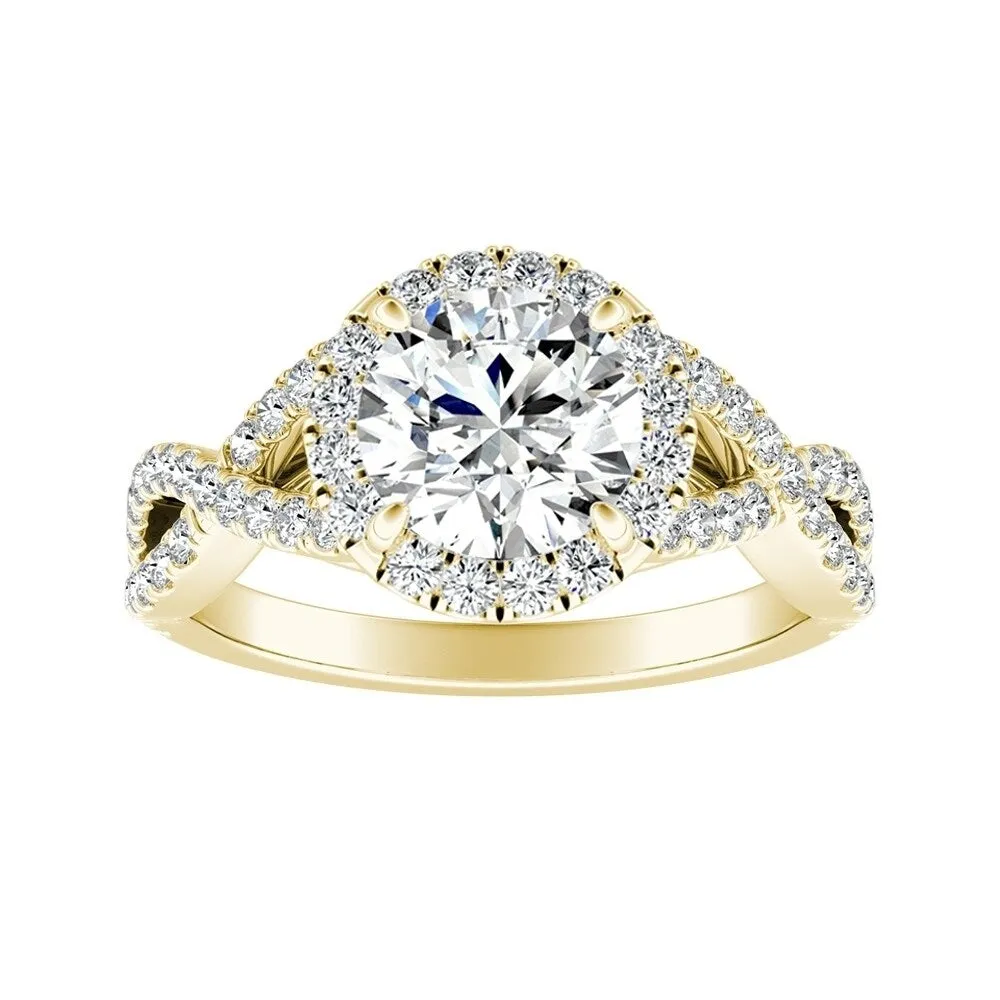 Auriya 14k Gold Infinity Round3ct Moissanite and 1/2ctw Diamond Halo Engagement Ring sold by Zulily product image thumbnail 5
