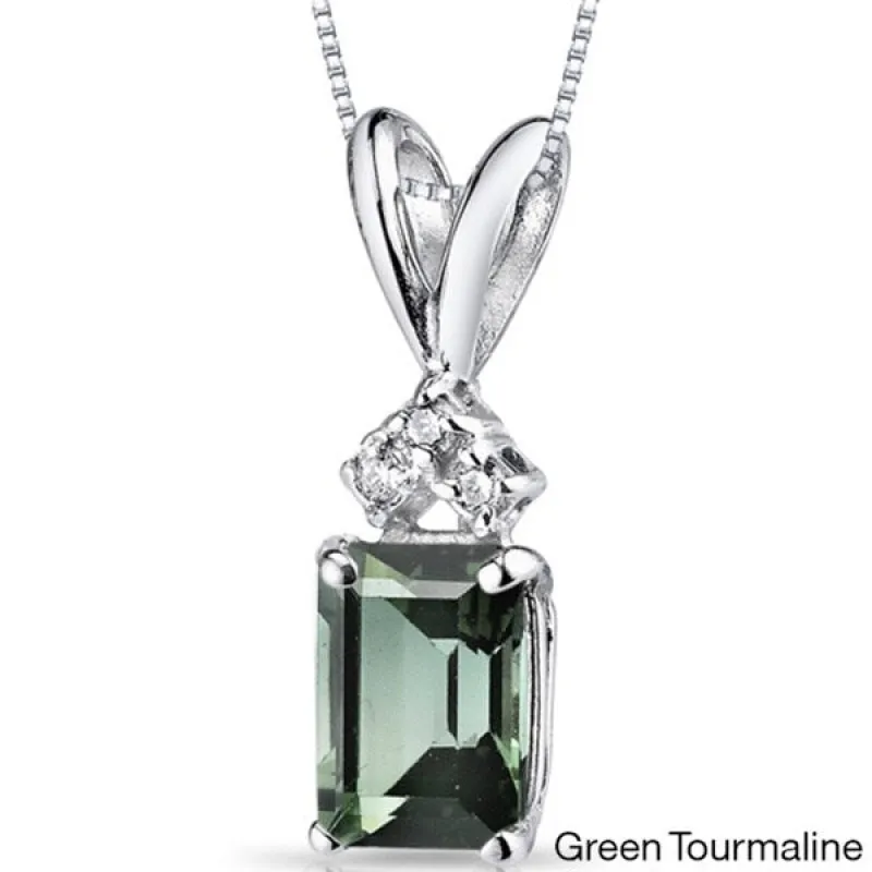 Oravo 14k White Gold Emerald-cut Gemstone Diamond Accent Pendant sold by Zulily