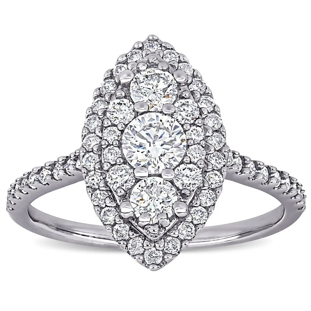 Miadora 10k White Gold 1ct TDW Diamond Marquise Composite Halo Vintage Engagement Ring sold by Zulily product image thumbnail 2