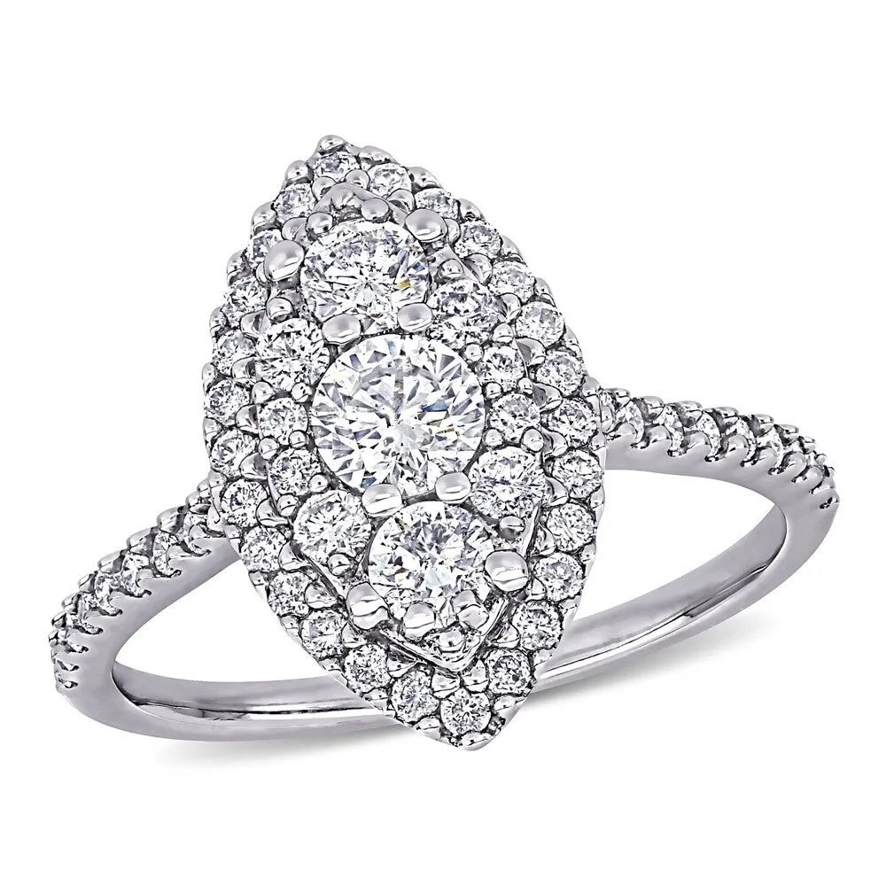 Miadora 10k White Gold 1ct TDW Diamond Marquise Composite Halo Vintage Engagement Ring sold by Zulily