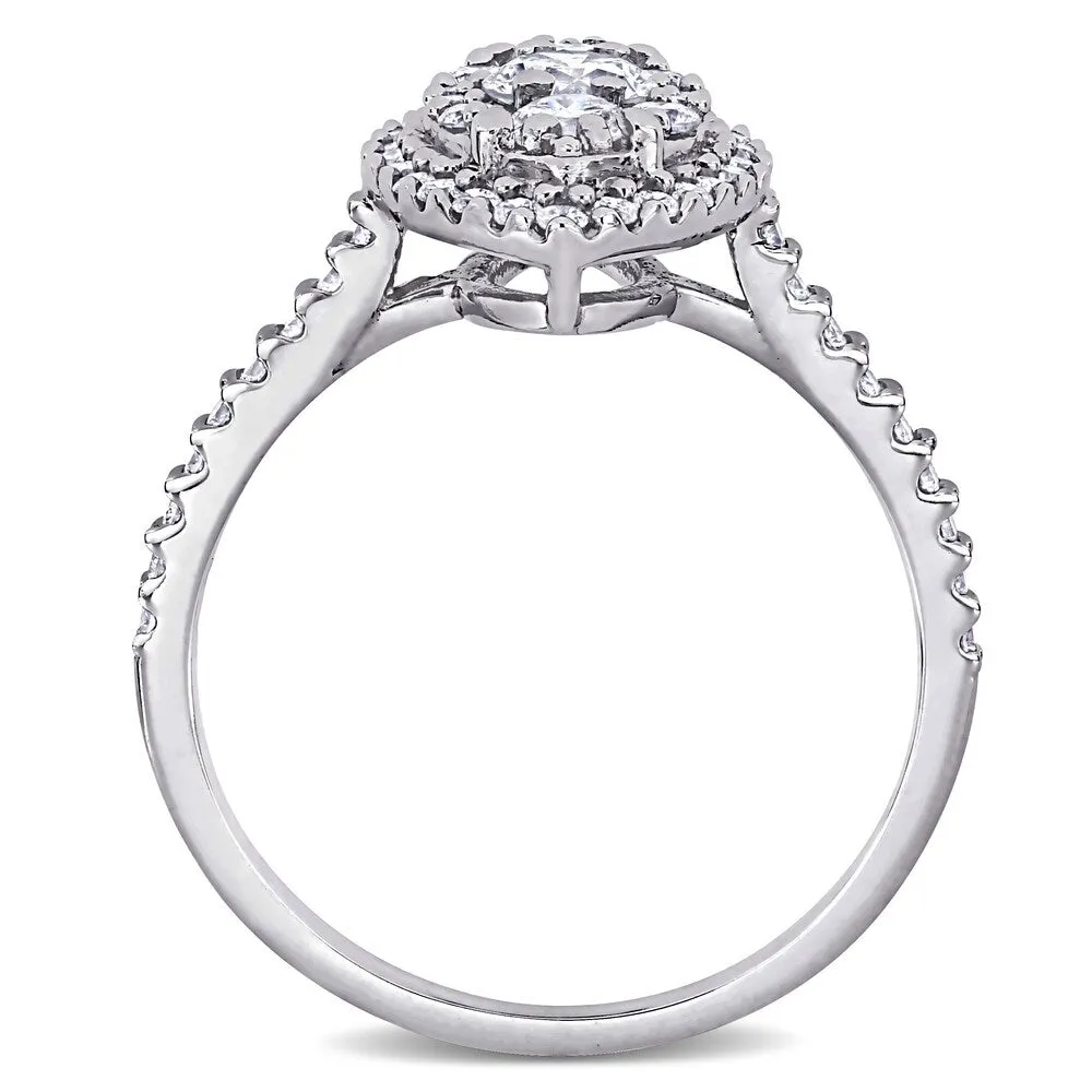 Miadora 10k White Gold 1ct TDW Diamond Marquise Composite Halo Vintage Engagement Ring sold by Zulily product image thumbnail 4