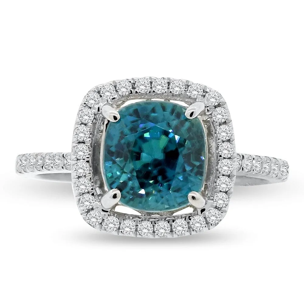 Auriya 14k Gold 4 3/2ct Blue Zircon and 1/3ctw Diamond Engagement Ring (F-G, I1-I2) sold by Zulily product image thumbnail 3