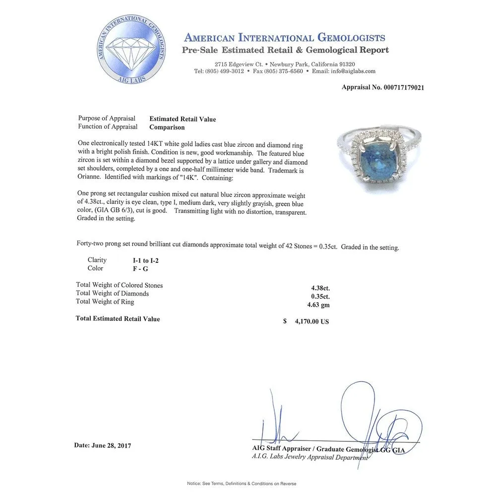 Auriya 14k Gold 4 3/2ct Blue Zircon and 1/3ctw Diamond Engagement Ring (F-G, I1-I2) sold by Zulily product image thumbnail 2