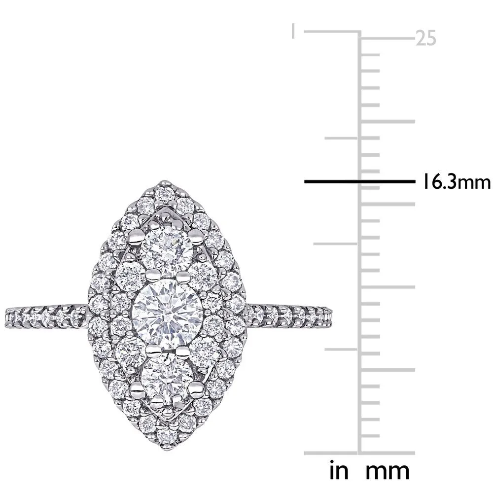 Miadora 10k White Gold 1ct TDW Diamond Marquise Composite Halo Vintage Engagement Ring sold by Zulily product image thumbnail 5