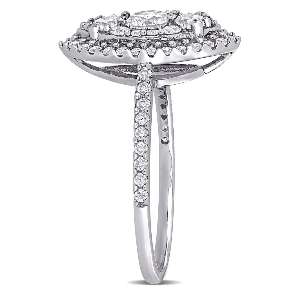 Miadora 10k White Gold 1ct TDW Diamond Marquise Composite Halo Vintage Engagement Ring sold by Zulily product image thumbnail 3