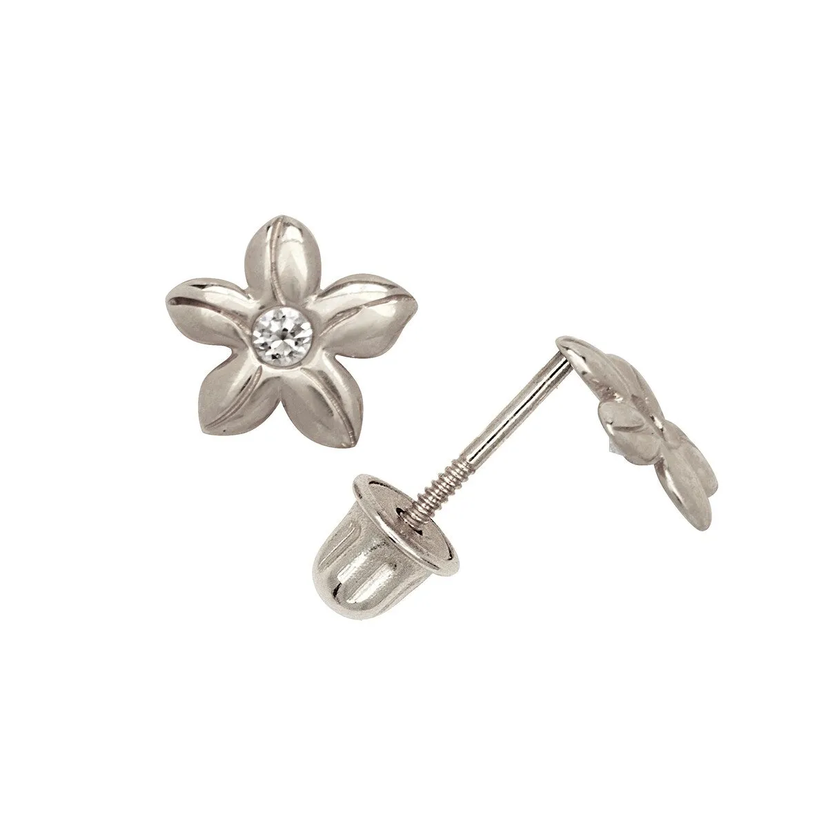 Curata 14k Gold Round Cubic Zirconia Plumeria Flower Screw Back Earrings sold by Zulily product image thumbnail 2