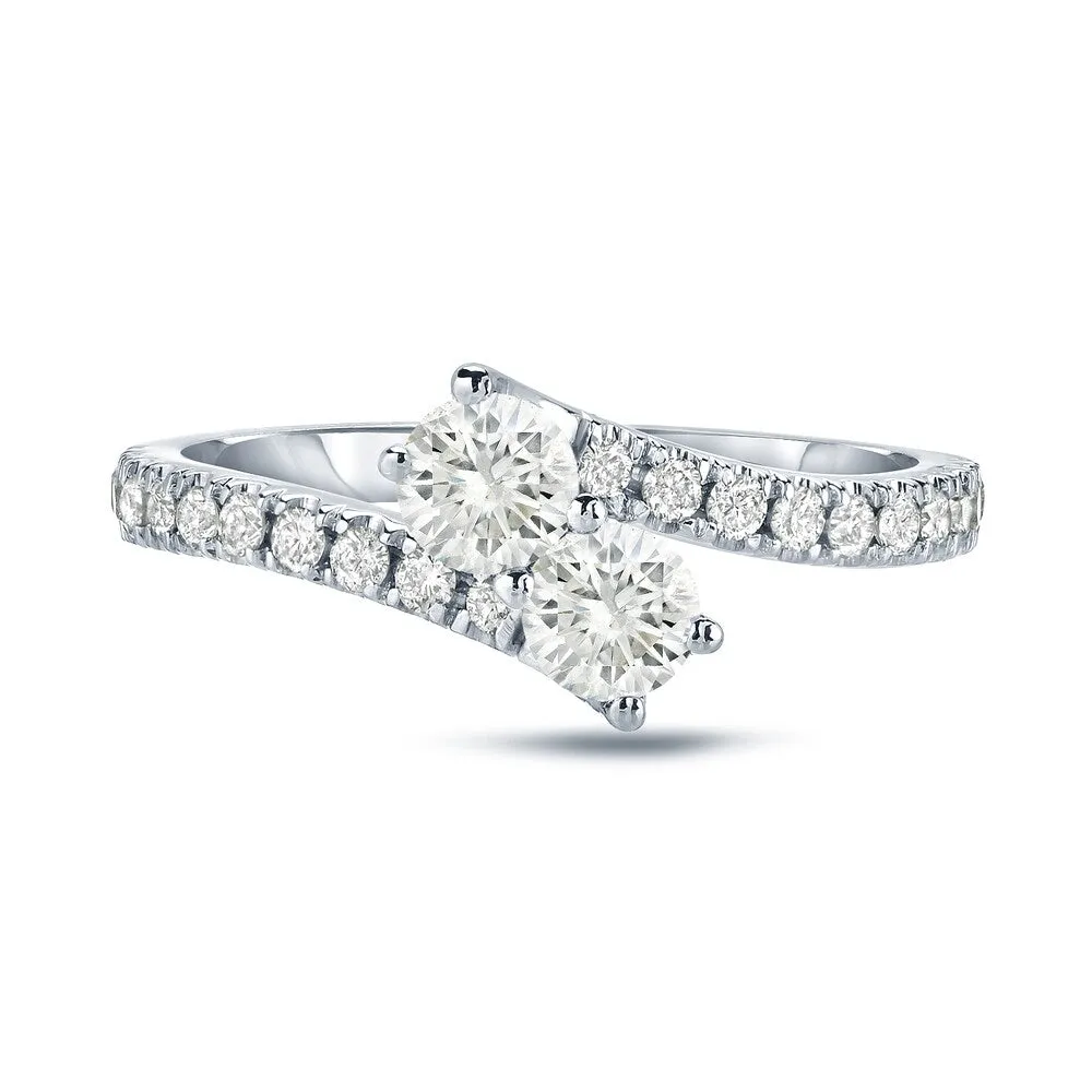 Auriya 14k Gold 3/4ct TDW Round 2-Stone Diamond Engagement Ring sold by Zulily