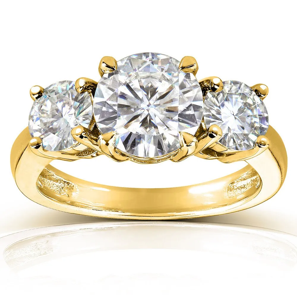 Annello by Kobelli 14k Gold 2 1/2ct TGW Round 3-Stone Moissanite Engagement Ring sold by Zulily product image thumbnail 2