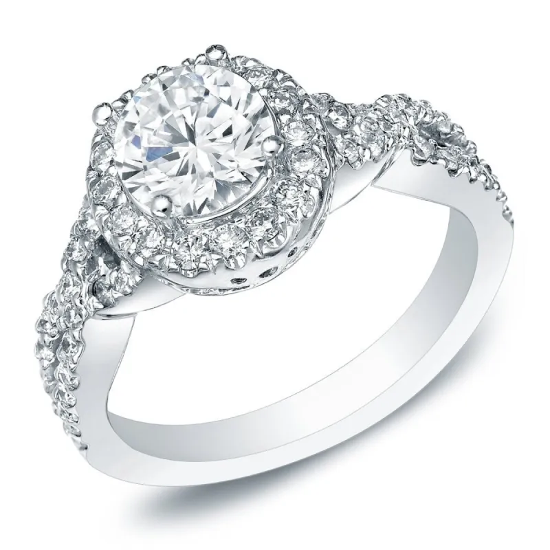 Auriya 14k Gold 1ctw Twisted Round Halo Diamond Engagement Ring sold by Zulily