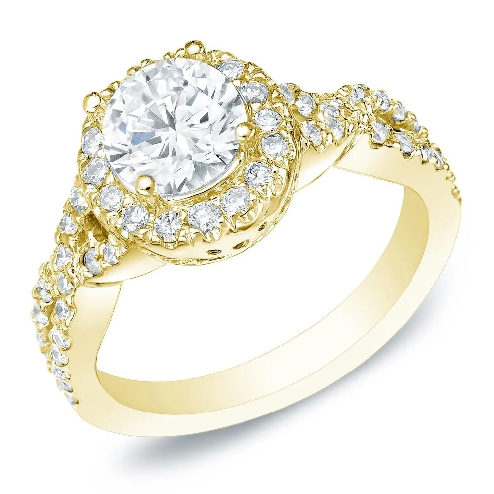 Auriya 14k Gold 1ctw Twisted Round Halo Diamond Engagement Ring sold by Zulily product image thumbnail 2