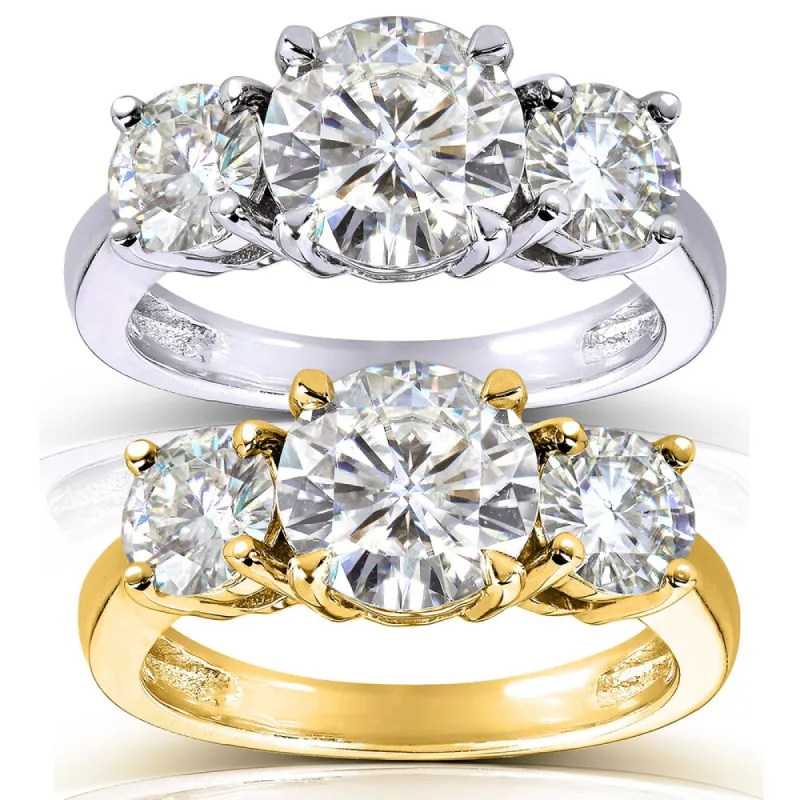 Annello by Kobelli 14k Gold 2 1/2ct TGW Round 3-Stone Moissanite Engagement Ring sold by Zulily