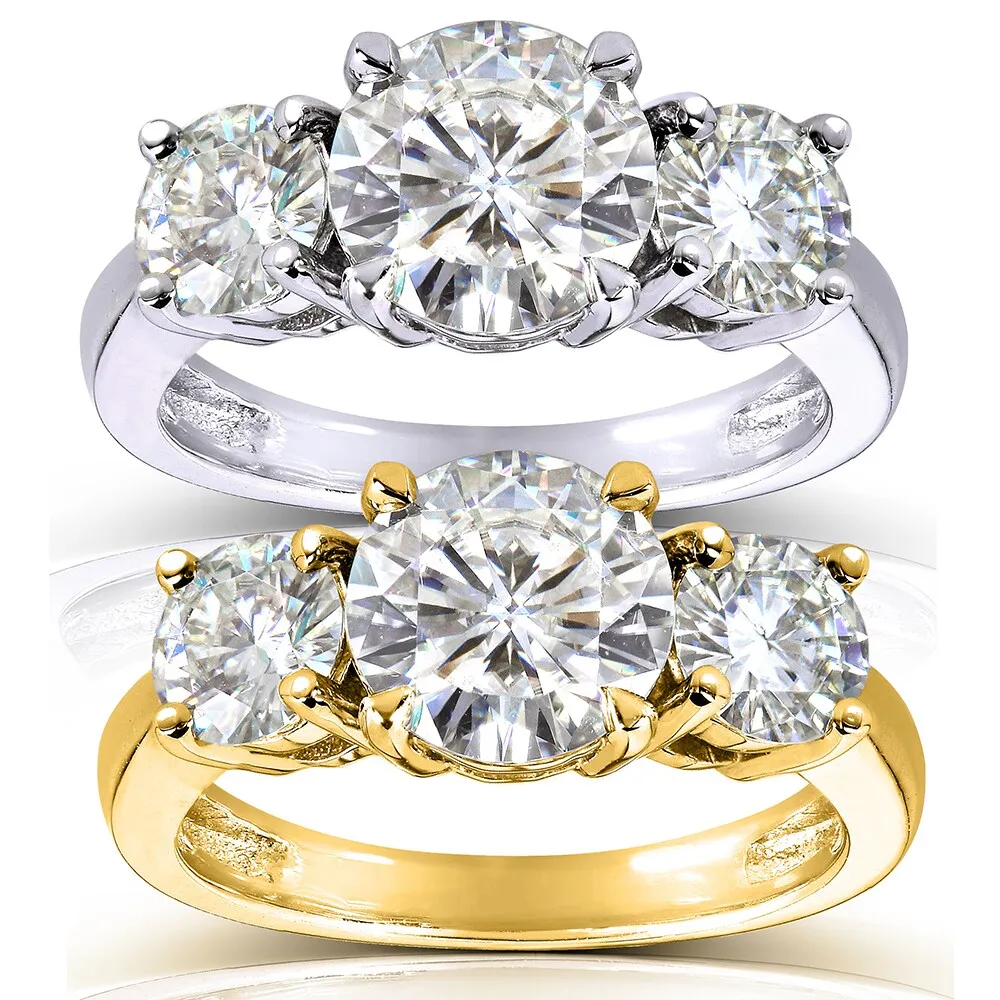 Annello by Kobelli 14k Gold 2 1/2ct TGW Round 3-Stone Moissanite Engagement Ring sold by Zulily