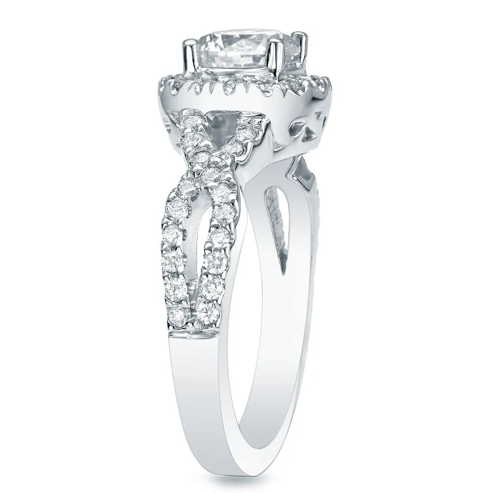 Auriya 14k Gold 1ctw Twisted Round Halo Diamond Engagement Ring sold by Zulily product image thumbnail 3