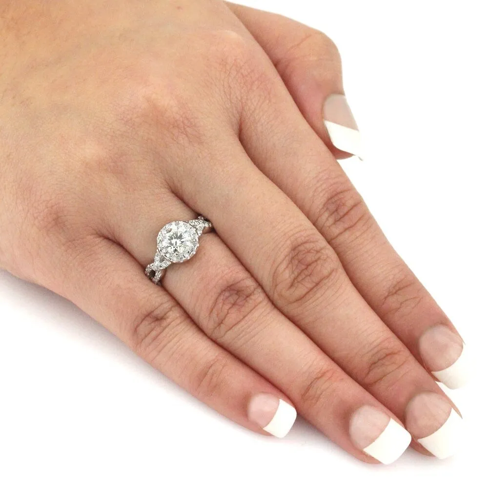 Auriya 14k Gold 1ctw Twisted Round Halo Diamond Engagement Ring sold by Zulily product image thumbnail 5