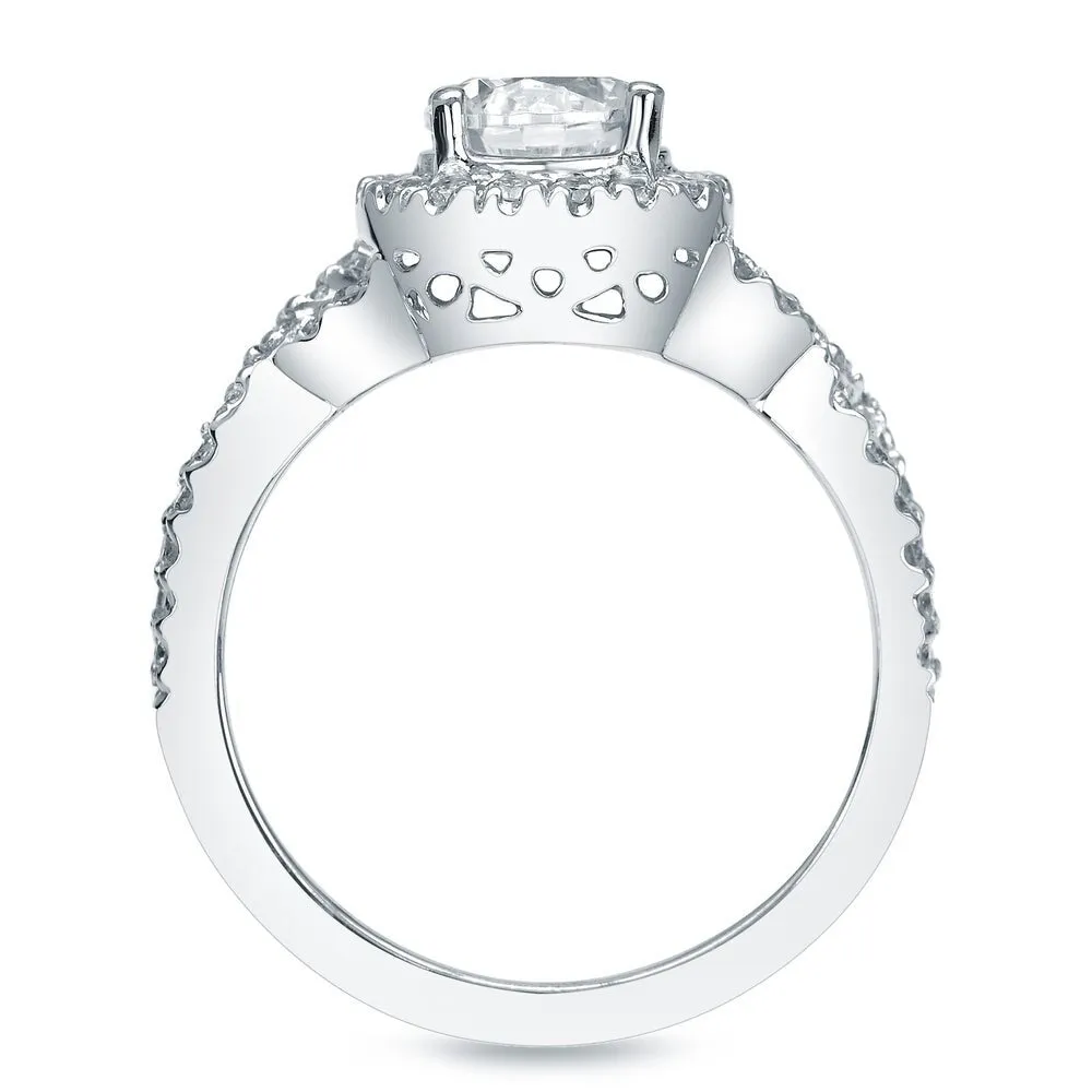 Auriya 14k Gold 1ctw Twisted Round Halo Diamond Engagement Ring sold by Zulily product image thumbnail 4