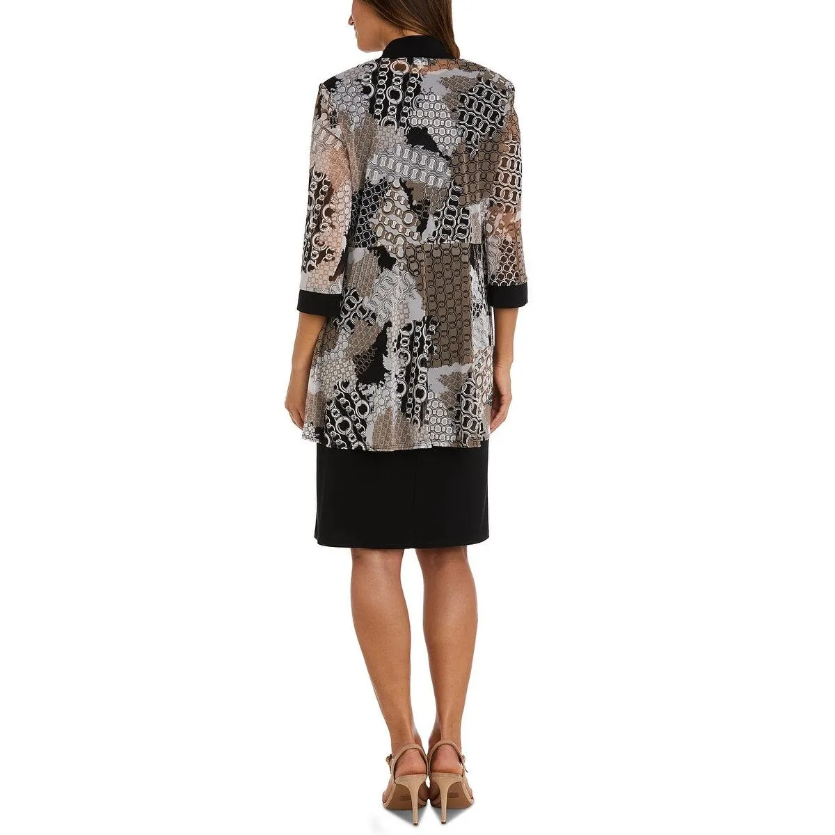 R & M Richards Women's 2 Pc Sheath Dress & Printed Jacket Brown Size 4 Petite sold by Zulily product image thumbnail 2