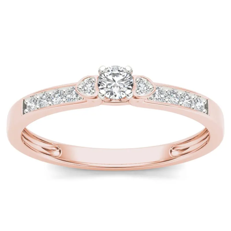 De Couer IGI Certified 10k Rose Gold 1/5ct TDW Diamond Classic Engagement Ring - Pink sold by Zulily