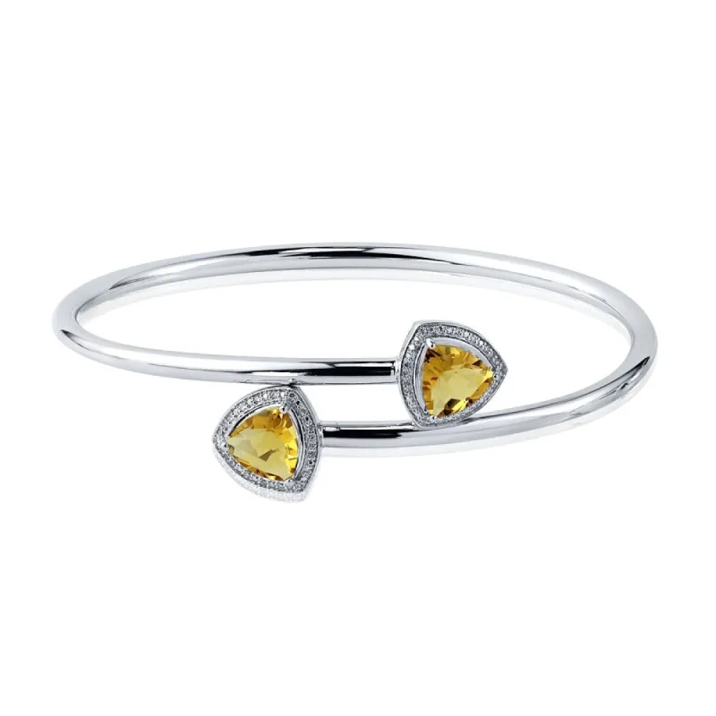Auriya 2.75ct Trillion-Cut Citrine and Halo Diamond Bangle Bracelet Gold over Silver sold by Zulily