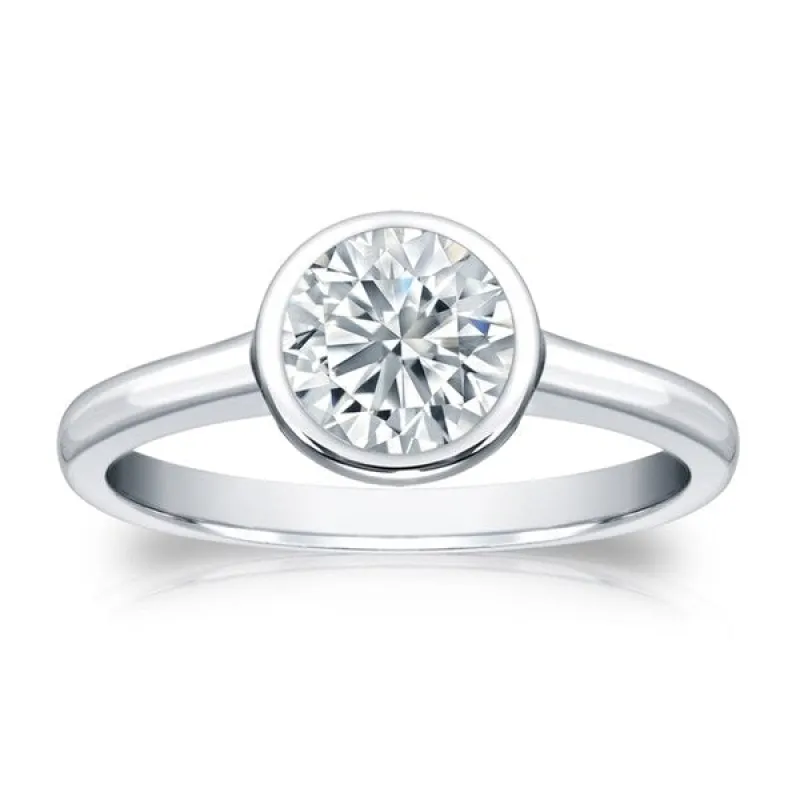 Auriya Platinum Certified 1.50ct. TDW Solitaire Bezel Set Diamond Engagement Ring sold by Zulily