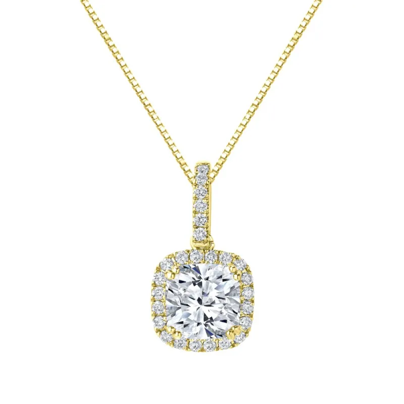 Auriya 14k Gold 2 1/4ct TDW Certified Cushion-Cut Halo Diamond Necklace (H-I, SI1-SI2) sold by Zulily