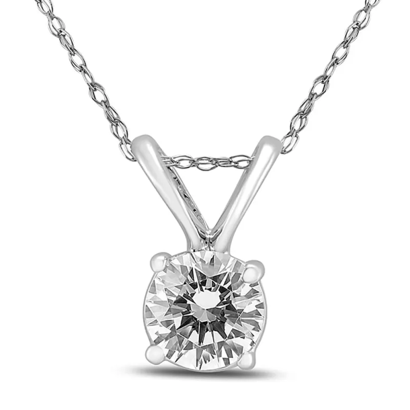 1/2 Carat AGS Certified Round Diamond Solitaire Pendant in 14K White Gold (I-J Color, SI1-SI2 Clarity) sold by Zulily