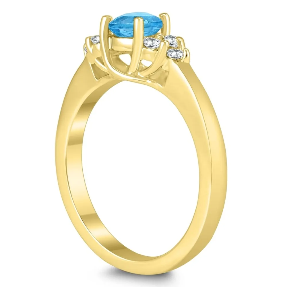 5MM Blue Topaz and Diamond Cynthia Ring in 10K Yellow Gold sold by Zulily product image thumbnail 2
