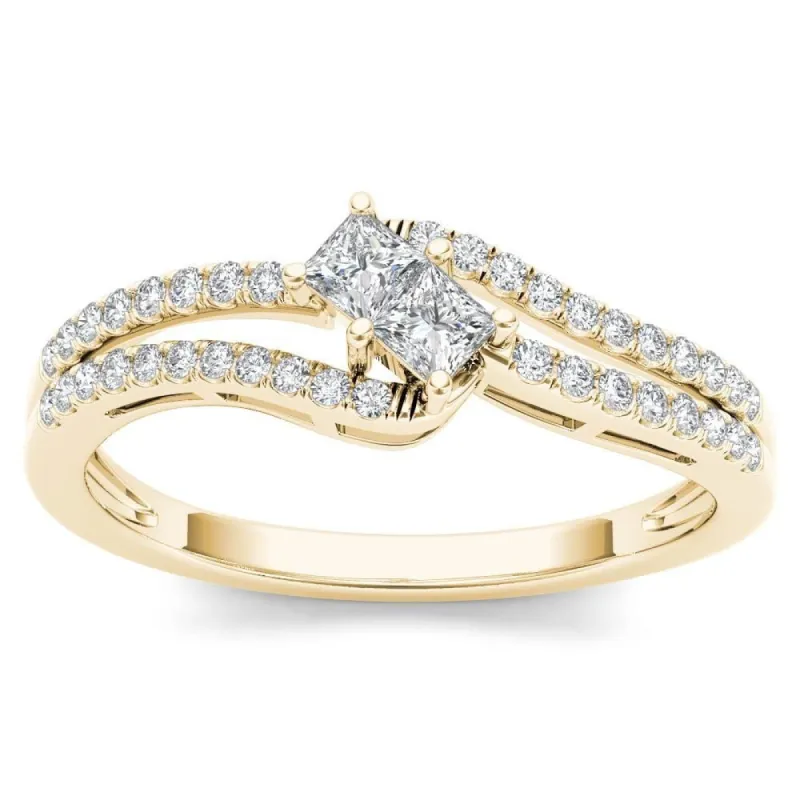 De Couer 14k Yellow Gold 1/3ct TDW Two-Stone Diamond Engagement Ring sold by Zulily