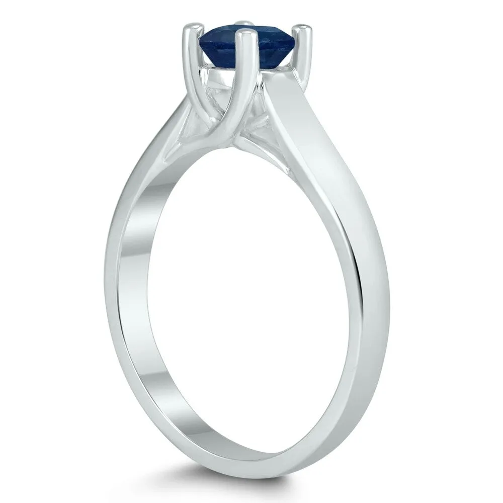 Round 5MM Sapphire Cathedral Solitaire Ring in 10K White Gold sold by Zulily product image thumbnail 2
