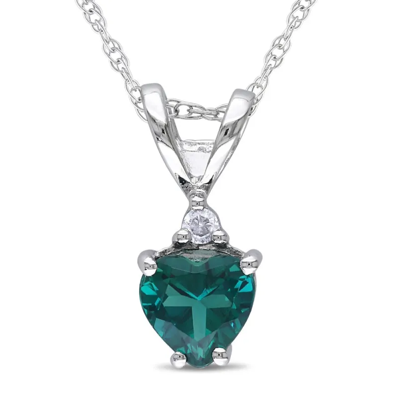 Miadora 10k White Gold Created Emerald and Diamond Accent Heart Necklace sold by Zulily