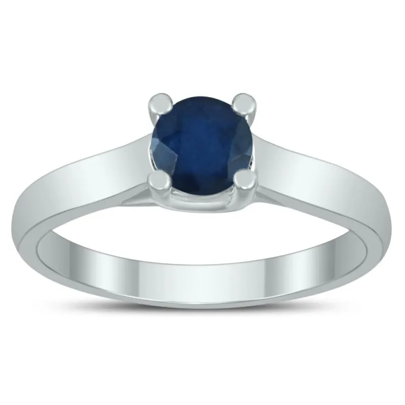 Round 5MM Sapphire Cathedral Solitaire Ring in 10K White Gold sold by Zulily